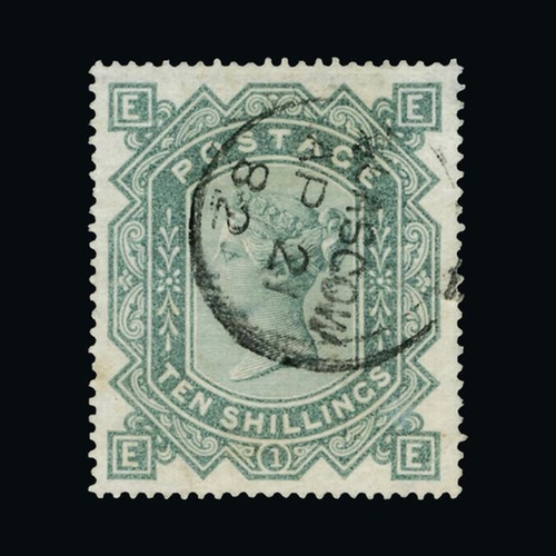 11427 - Great Britain - QV (surface printed) : (SG 128) 1867-83 wmk Cross 10s greenish grey, EE, neat GLASGO... 