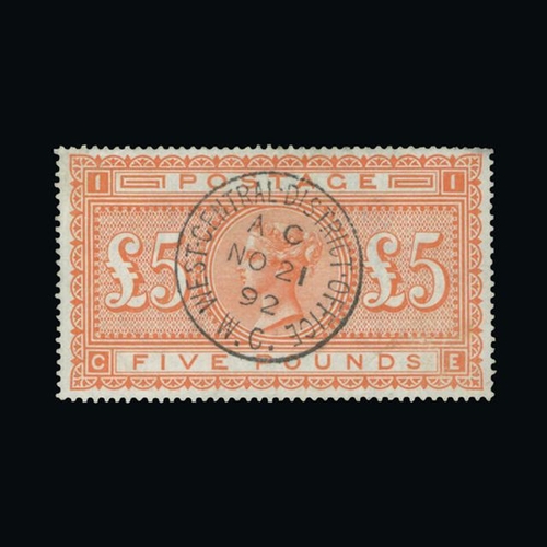 26252 - Great Britain - QV (surface printed) : (SG 137) 1867-83 £5 orange, CE, well centred, lovely central ... 