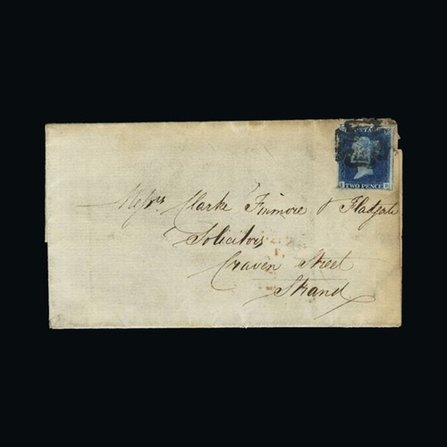 26370 - Great Britain - Covers - QV : (SG 1) 1840 2d deep full blue, plate 1, IB, mostly good margins on 21 ... 