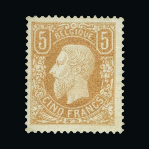 3463 - Belgium : (SG 57) 1869-80 King Leopold II 5f yellow-brown, fresh Unused with small h/r, well centred... 