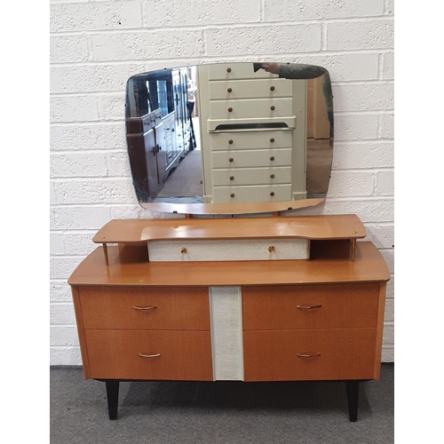 474 - Retro 4 Drawer Dressing Table on legs with large mantle mirror 47