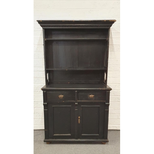 583 - Antique Austrian pine buffet hutch / Kitchen Cupboard with Shelved Over Unit, 44