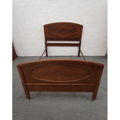 483 - Very Fine Canadian Walnut Double Bed Frame of Art Deco style Head and Foot boards