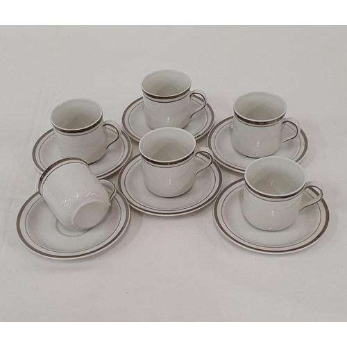 313 - Set of 6 silver banded coffee cups with saucers