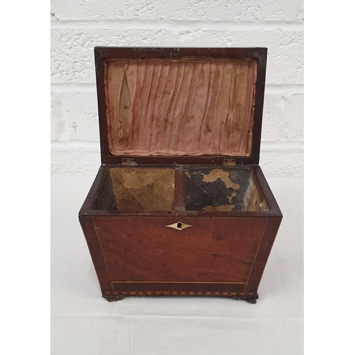 150 - Victorian mahogany 2 compartment tea caddy (missing liners) 9