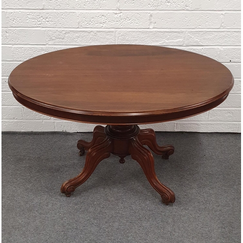 501 - American walnut oval parlour tip top dining table on double caster cabriole legs, 47