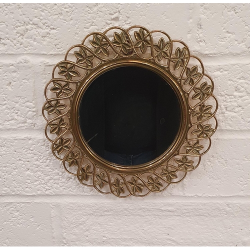 22 - Heavy brass porthole mirror with intricate leaf and weave finish, 10