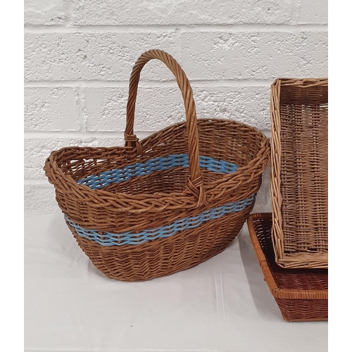 372 - Group of 4 wicker baskets one with handle