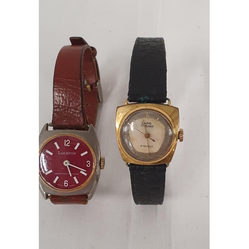 219 - 2 Vintage mechanical wristwatches one by Lucerne with red enamel face the other a Services Court 17 ... 