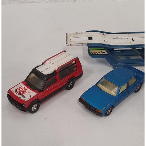 269 - 4 Playworn diecast vehicles including car trailer