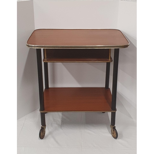 533 - Retro teak serving trolley on casters, 24