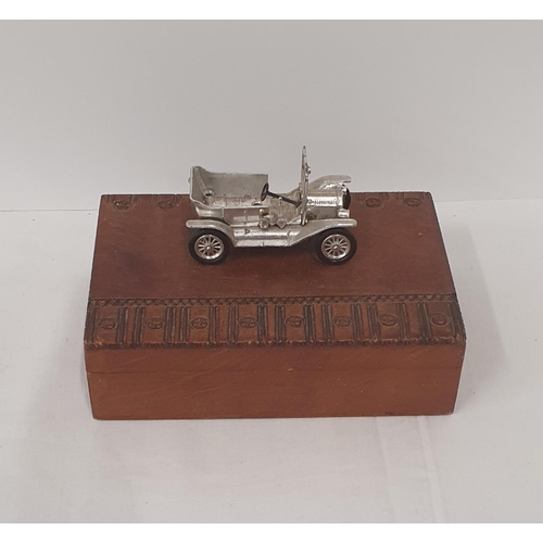 158 - Small wooden box produced by Lesney with a model car attached