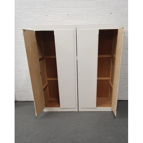 544 - 2 retro white painted 2 door wardrobes, 30