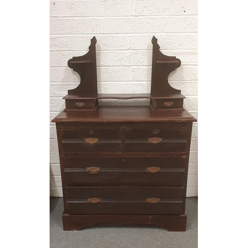 546 - Victorian pine  4 drawer dresser with mantle (missing mirror), 36