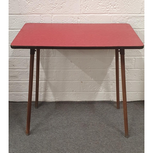 547 - Retro red topped 4 legged table, 31