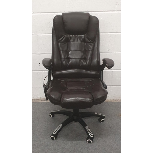 552 - Modern large faux black leather gaming / office chair with swivel pedestal and electric massage [ po... 