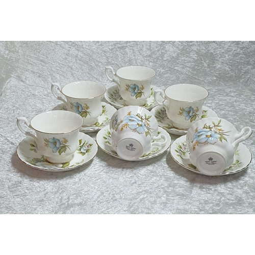 327 - Set of 6 Royal Albert fine bone china tea cups with saucers, soft floral design