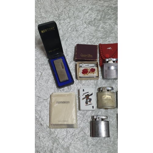 389 - Good collection of mainly vintage petrol & gas lighters, including enamelled examples