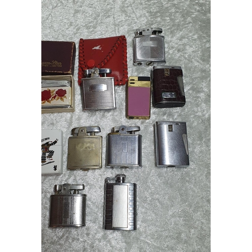 389 - Good collection of mainly vintage petrol & gas lighters, including enamelled examples