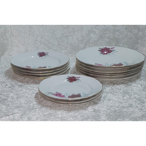 330 - Collection of mixed size Czechoslovakian bone china plates with rose patterns