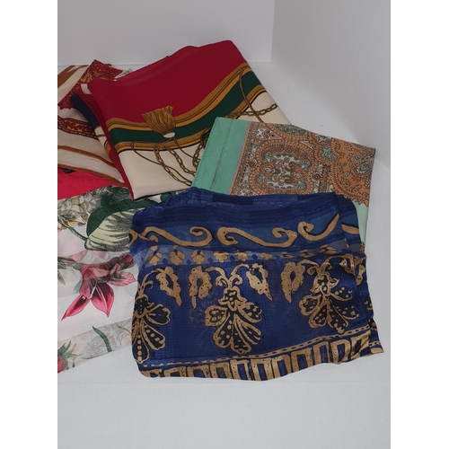 103 - Further group of 10 ladies scarves in bright colours, mainly silk