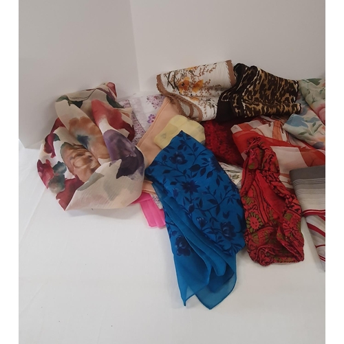 105 - Collection of 15 smaller ladies scarves in various patterns including leopard print