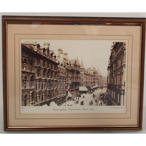 438 - Wood framed & glazed print depicting Victorian days Coronation Street in Birmingham 15