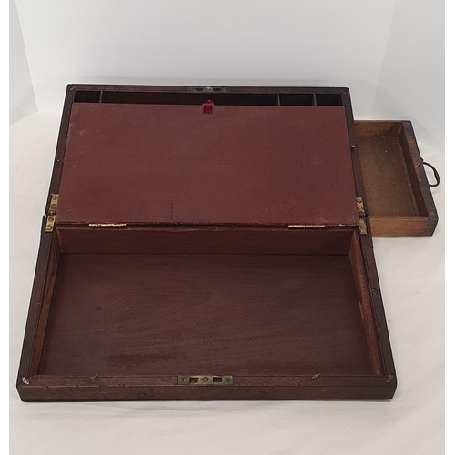 578 - Vintage restored writing slope with burgundy leather slopes and concealed draw, 18