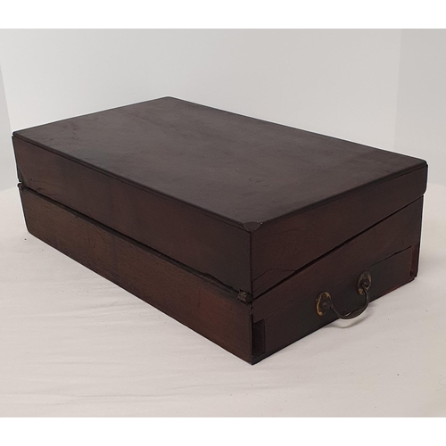 578 - Vintage restored writing slope with burgundy leather slopes and concealed draw, 18