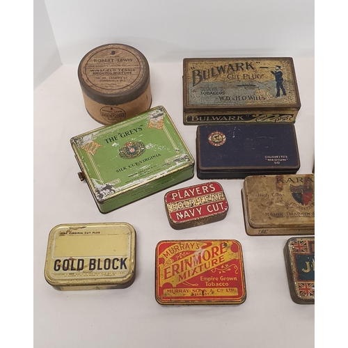 43 - Collection of 12 Vintage Tobacco tins including Juggler, Bulwark, The Greys