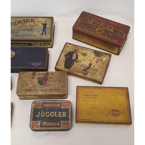 43 - Collection of 12 Vintage Tobacco tins including Juggler, Bulwark, The Greys