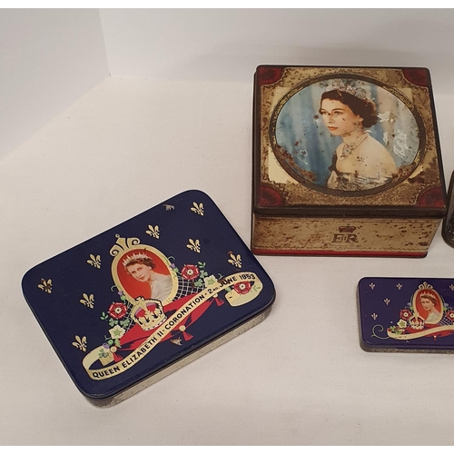 44 - Collection of 5 coronation tins including good example of Henry Thorne & Co tin