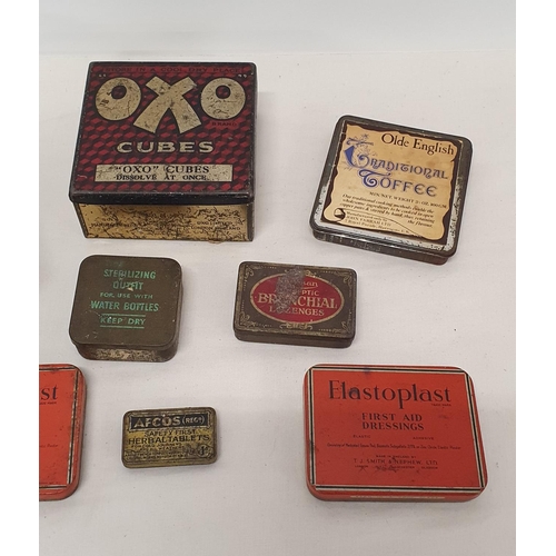 403 - Collection of 8 vintage advertising tins including OXO, Smiths Crisps and Elastoplast