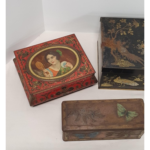 46 - Group of 5 Collectible vintage tins including a Huntley & Palmers kitsch design biscuit tin and ... 