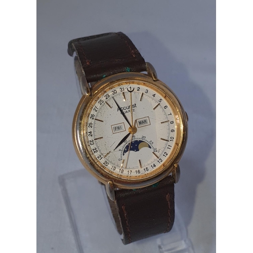 233 - 2 Good quality Accurist Quartz wristwatches including Moonphase and steel bracelet date windowed exa... 