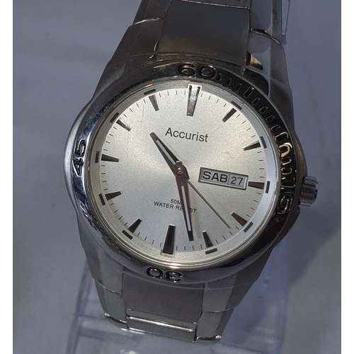 233 - 2 Good quality Accurist Quartz wristwatches including Moonphase and steel bracelet date windowed exa... 