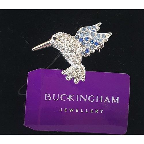 202 - Boxed Buckingham Jewellery diamante brooch formed as a Kingfisher