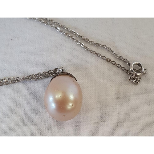 203 - Silver pearl drop necklace