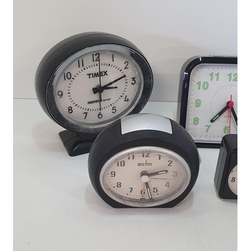 236 - Group of plastic case modern quartz alarm clocks