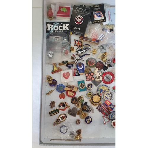 407 - Large collection of various enamel and metal pin badges including collectible examples