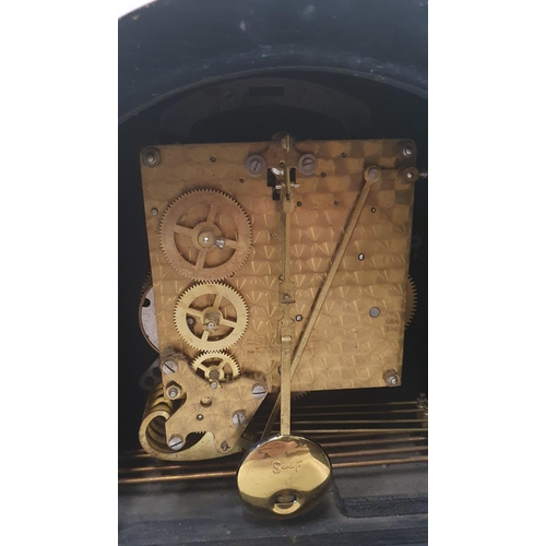 240 - Superb walnut cased Smiths mantle clock with Westminster chime, Pendulum rocker needs attention