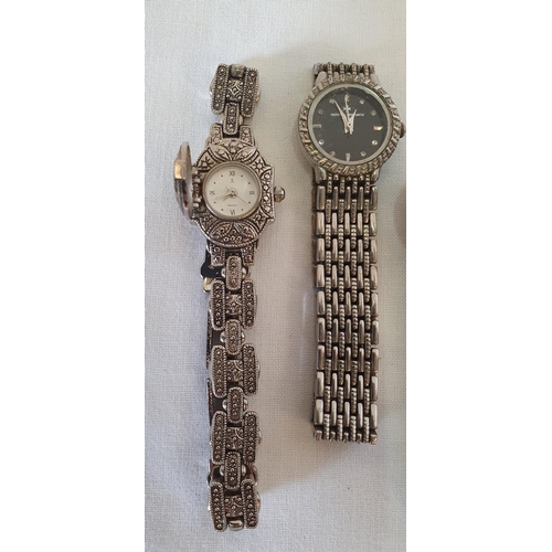 244 - Group of 4 high quality ladies cocktail watches including a white metal Avon example