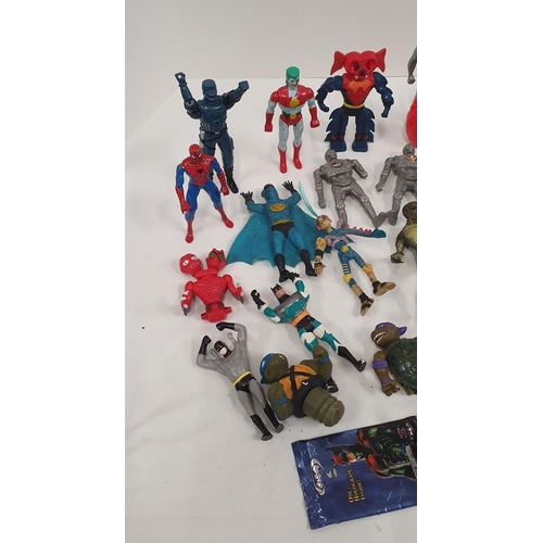 305 - Good group of collectible action figures including Batman, Spiderman, The Joker etc