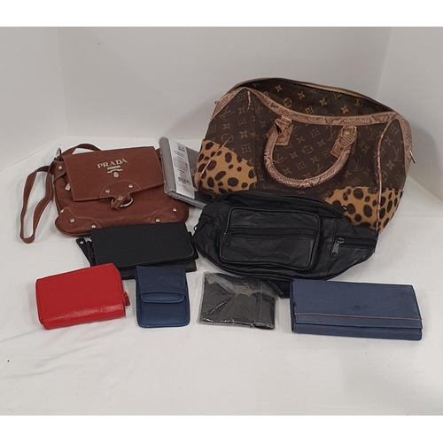 118 - Collection of handbags and purses, including faux Louis Viton and Prada bags