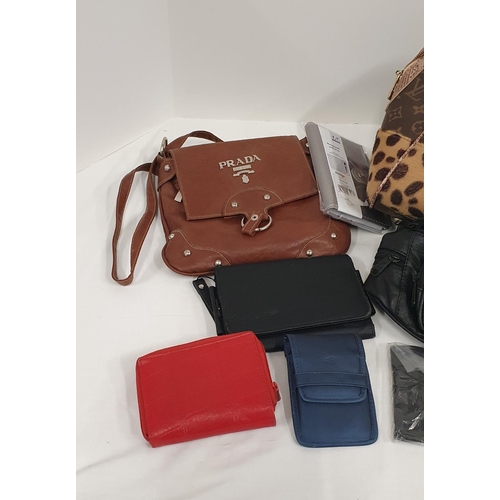 118 - Collection of handbags and purses, including faux Louis Viton and Prada bags