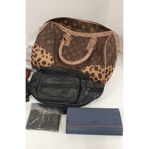 118 - Collection of handbags and purses, including faux Louis Viton and Prada bags