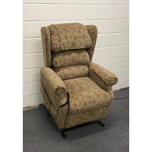 555 - Fabric rise & recline armchair with 3 tier cushioned back