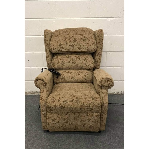 555 - Fabric rise & recline armchair with 3 tier cushioned back