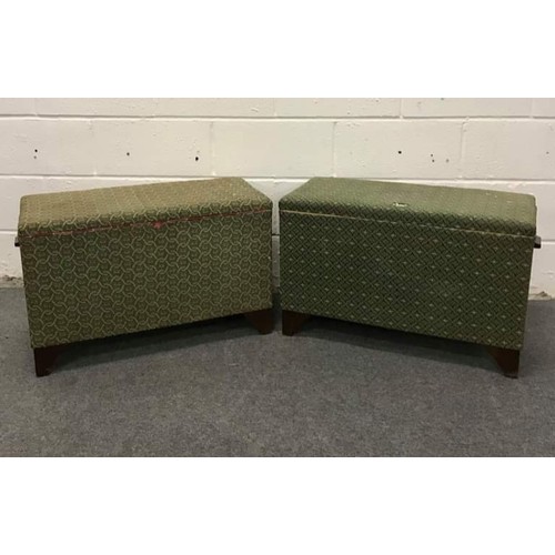 561 - 2 green fabric ottomans by the British Legion 29.5 x 19