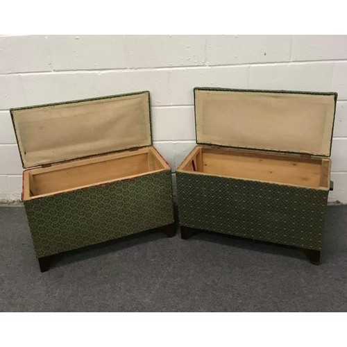 561 - 2 green fabric ottomans by the British Legion 29.5 x 19